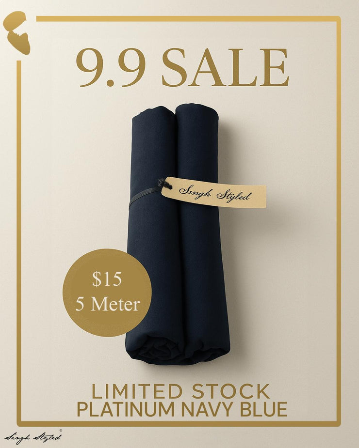 Platinum Navy Blue Turban | Full Voile